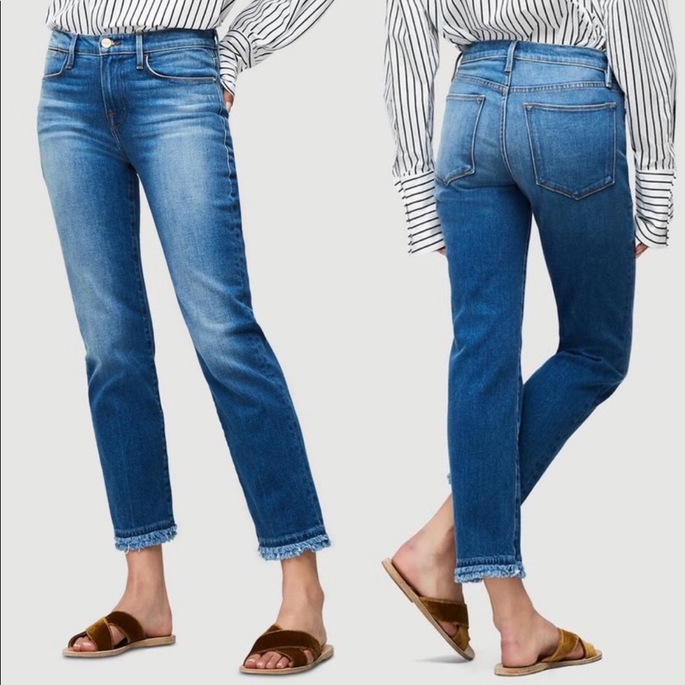 🆕 Frame Le High Straight Double Raw Hem Jeans